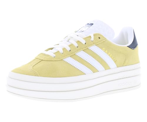 Image of adidas Gazelle Bold Suede Womens Shoes Size 9, Color: Almost Yellow /Footwear White /Legend Ink