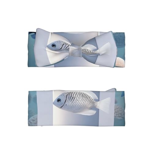 White minimalist background fish Baby Headbands Soft Nylon Hairbands with Stretchy Bows Girls Hair Accessories for Newborn Infant Toddler Kids2