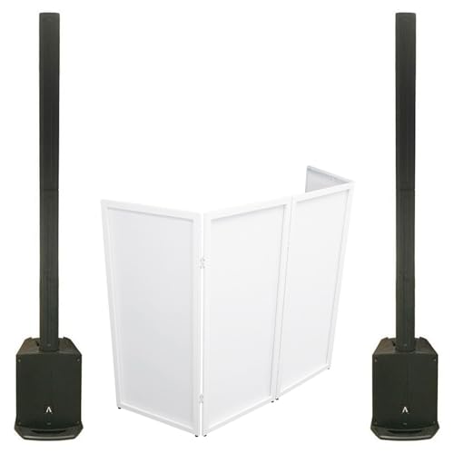 Audiosavings Bundle: (2) Avante Audio Achromic AS8 ACDC 1000W Powered Active Column PA System Black Bundle with Rockville RFSSW White DJ Event Facade 80