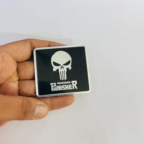 Image of Emblems for Car & Bike Metal Lo.go and Grill Me.tal Lo.go, Auto Accessories for Car Emblem 3D Badge Auto Racing Sport Sticker Grand Tourer Decal. (Chrome Black Square Punisher Slim Logo.)