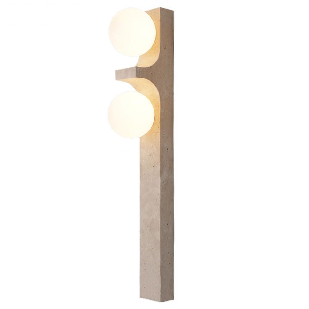 JISHUBO 19.7 Inch Long Yellow Travertine Wall Light, G9 Light Source Glass Wall Sconce, Vintage Farmhouse Style Wall Lamp, Living Room Restaurant Balcony Decoration Light Fixtures