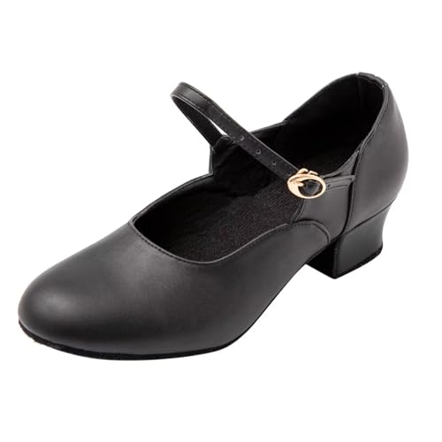 Asyusyu Low Heel Character Dance Shoes - Black, 6 UK