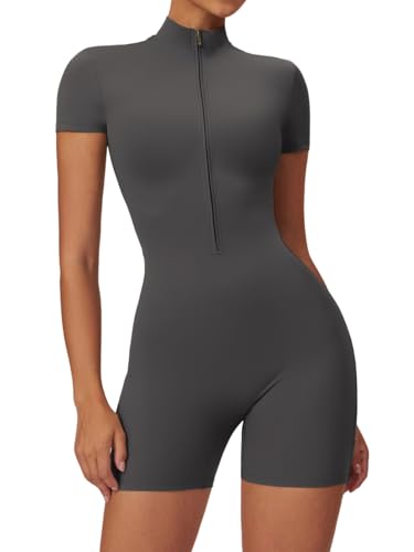 ECUPPER Women's Short Sleeve Workout Jumpsuit