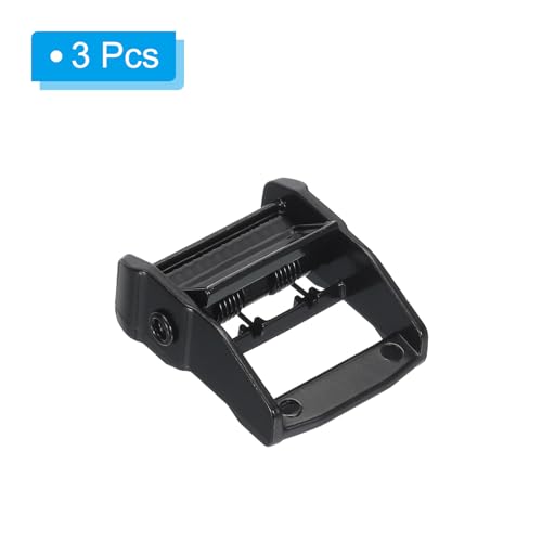 PATIKIL Cam Buckle, 3 Pack Metal Press Lock Fasteners 1.94" for 1-1/4" 32mm Tie Down Webbing Strap, Black - Image 3