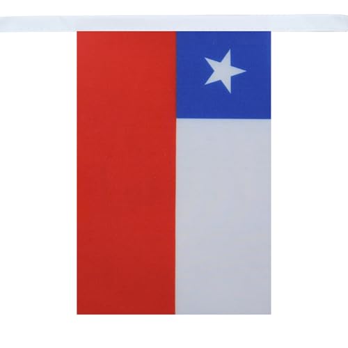 Image of AZ FLAG Chile 6 meters BUNTING Flag 20 flags 9'' x 6'' - Chilean STRING flags 15 x 21 cm