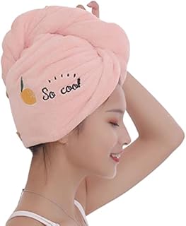 Rapid Drying Hair Towel,Microfibre Towel Set-Super Absorbent Twist Wrap Turban with Buttons Dock and Bay Towel Soft and Anti Frizz Head Towel for Women, Girl, Kids Long Wet Thick Curly Hair (Pink)