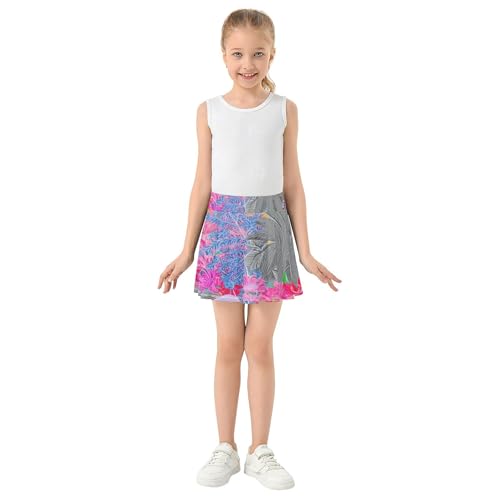 Athletic Shorts Girls Skorts Toddlers Tennis Skirts Running School Beautiful Floral Plants Grey 3t3