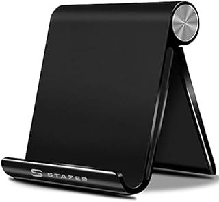 STAZER Solidny Stojak Uniwersalna Podstawka Uchwyt na Telefon Tablet Czytnik e-booków na biurko regulowany kompatybilny z telefonami iPhone 14, 13, 12 Pro,Galaxy S21 S22 i tabletami od 4 do 7,9 cala