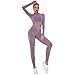 J'asayla Abiti da yoga 2 pezzi set di allenamento palestra tuta corsa abbigliamento sportivo tute fitness manica lunga top con leggings a vita alta per le donne, Viola, S