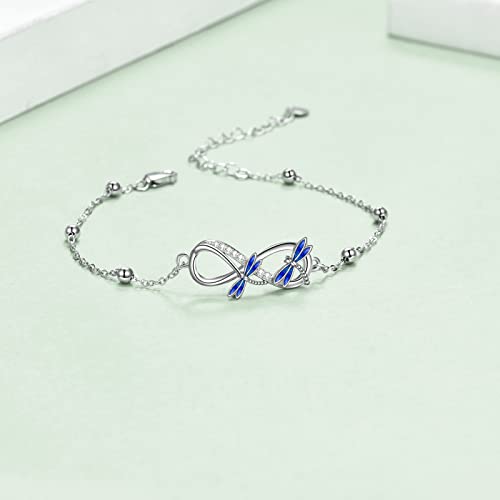 Image of POPLYKE Ladybug /Dragonfly /Bee /Paw Bracelet for Women Sterling SIlver Bracelet /Anklet Jewelry Gift for Women