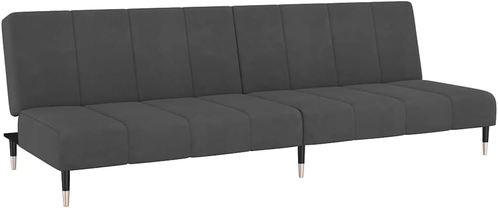 Sofa Bed Dark Grey Velvet (100% Polyester) Living Room Furniture