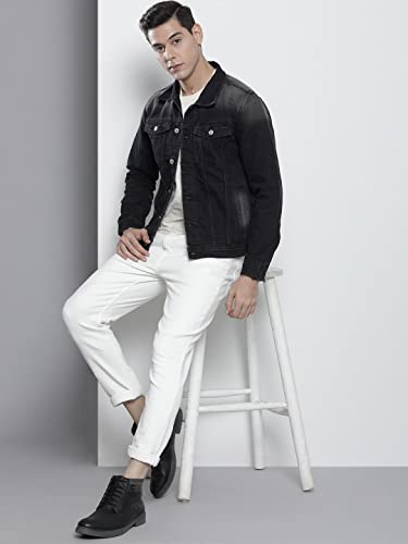 Image of The Indian Garage Co Men Slim Fit Solid Denim Trucker Jackets