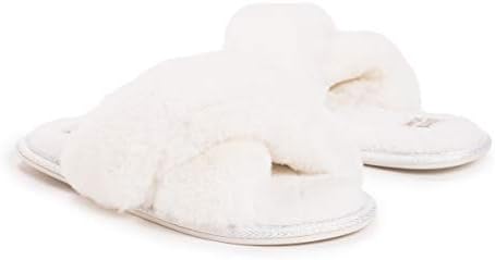 MUK LUKS Women's PERLEY Criss-Cross Slipper, Snow White, Small | Image 6