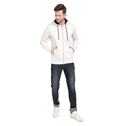 Image of Diverse Men's Cotton Hooded Neck Knitwear Sweatshirt (Off-White, Medium)