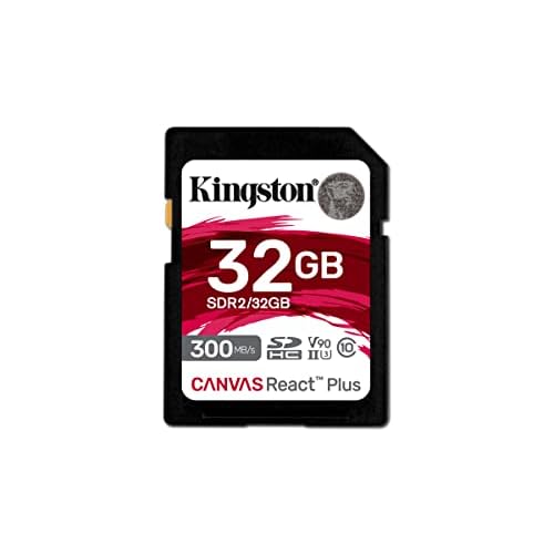 Kingston Canvas React Plus 32GB SDHC Speicherkarte UHS-II 300R/260W U3 V90 for Full HD/4K/8K - SDR2/32GB