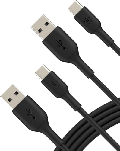 Image of Belkin BoostCharge USB-C Cable to USB-A Cable (2M /6.6ft) for iPhone 16, iPhone 16 Pro, Samsung Galaxy S25, S24, Pixel 9, iPad Pro, Nintendo Switch 2, Carplay & More - Black, 2 Count (Pack of 6)