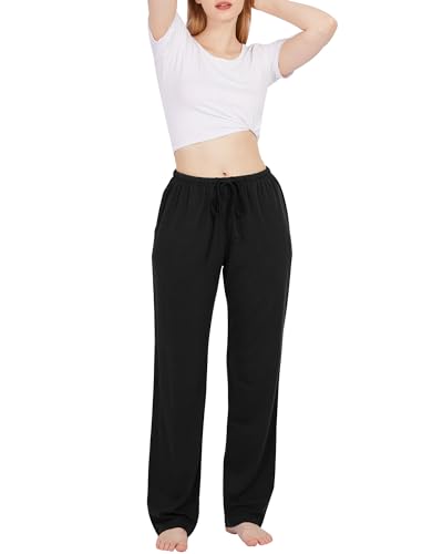 Image of BAMBOO COOL Women's Pajama Pants Comfy Lounge Sleep Bottoms with Pockets Stretch Drawstring Casual Pj Pants