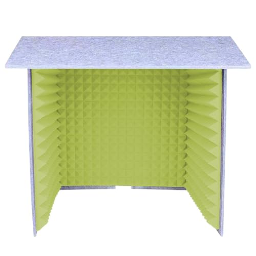 Escudo Moderno Cuadrado Absorbente, Cabina Portátil de Escritorio para Aislamiento Acústico, Caja de Grabación de Mesa para Podcasts y Grabación, Amarillo, 23.6 pulgadas miniatura 1