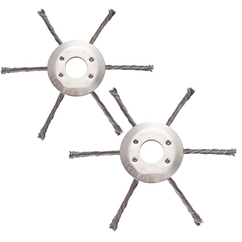 BAPPKON Lot de 2 têtes de débroussailleuse, Brosse de désherbage Professionnelle, en Fil d'acier avec Fil noué, Brosses à Mauvaises Herbes Universelle de Rechange...