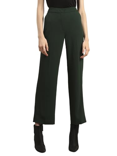 Image of VERO Moda Women's Relaxed 'Desk-to-Dinner' Straight Fit High Rise Stretch Formal Trousers | Formal Pants for Women