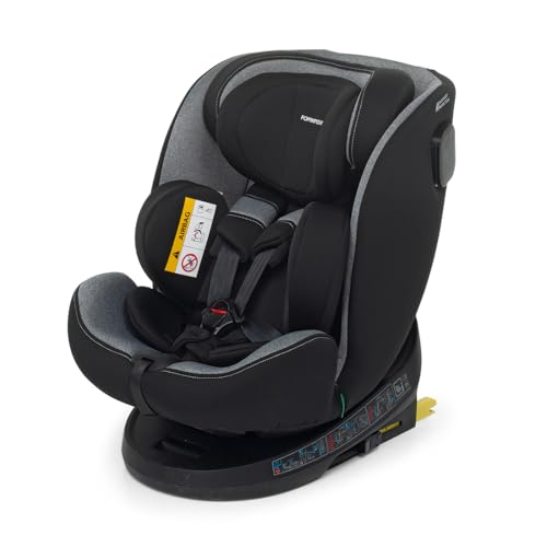 Foppapedretti Seggiolino Auto Circle I-Size, Seduta Girevole a 360°, per bambini da 40 a 150 cm di altezza, 0-12 anni, conforme ECE R129, Fissaggio Isofix e TopTether, Safe Body Protection, Carbon