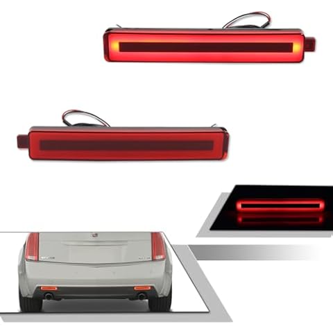 GTINTHEBOX for 2008-2013 Cadillac CTS or CTS-V,2008-2012 Buick Enclave, 2005-2009 Equinox, 2007-2009 Trailblazer SS LED Rear Fog Bumper Reflector Brake Tail Lights,Red Lens Cover