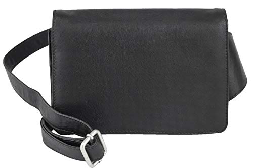 Sac banane LEAS Travel-Line : le charme du cuir véritable noir pour vos aventures