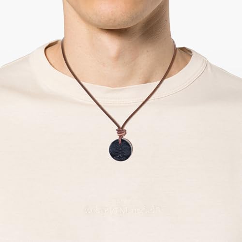 COAI Genuine Leather Necklace for Men Women, Tree of Life Pendant Black Obsidian Necklace for Men Women 20"/22"/24"2