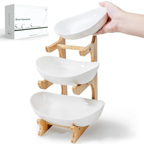 SEVEN SPARTA Obst Etagere 3 Stöckige Obstschale Keramik Schale für...