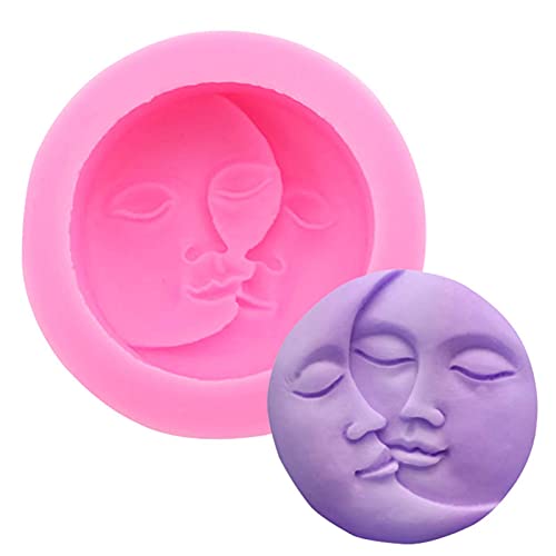 Ecoticfate Silicona para Velas Luna Creciente, Silicona para Velas Sol, Luna y Luna , para Cubitos Hielo Hechos a Mano, Chocolate