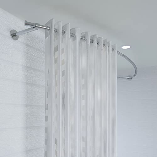 Croydex Ad108341Az Luxury Contemporary Aluminum Curved Shower Rod Rail With Curtain Hooks, 78.5", Chrome, 78" #TOP15
