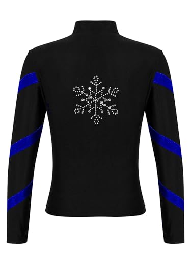Kids Girls Fleecelined Figure Skating Jacket Long Sleeve Patchwork Zip Up Gymnastics Dance Outerwear2