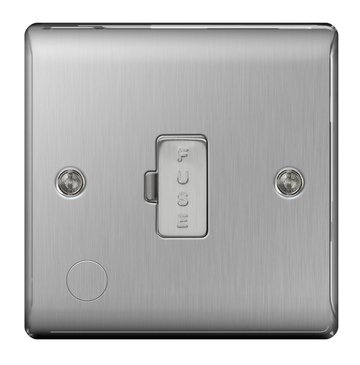 BG Electrical NBS55 Nexus Metal Brushed Steel 13A DP Unswitched Fused Connection Unit c/w Flex Outlet
