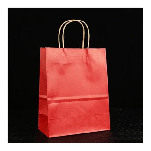 10/25 bolsas de papel kraft multifuncionales reciclables con asas (rojo, 25 unidades, 40 x 13 x 31 cm)