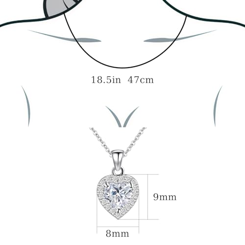 Silver Heart Necklace for Women Diamond Pendant Necklace Love Birthstone Necklaces for Women Trendy4