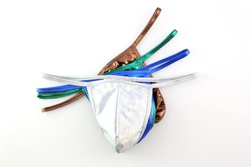 Gogobear Men's Shiny Fashion Metallic Thong G-String T Back Bikinis Underwear Low Rise Stretch Briefs2