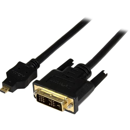 StarTech.com 1m Micro HDMI auf DVI Kabel - Micro HDMI zu DVI-Adapterkabel - Micro HDMI Typ-D Ger&auml;t auf DVI-D Single-Link Monitor/Display/Projektor Monitor/Konverterkabel - Robust (HDDDVIMM1M)