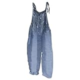 2024 Summer Fashion Wide Leg Overalls，Womens Cotton Baggy Pants Boho Floral Printed Loose Fit Jumpsuits Rompers Floral Jumpsuits for Women Plus Size Plus Size Rompers For Curvy Beach Outfits