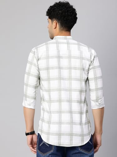 Image of Majestic Man Men's Pure Cotton Mandarin Collar Slim Fit Casual Shirt