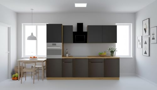 Genérico Muebles de Cocina Completa 280 cms Muebles Color Mocca y Negro uñeros sin Tiradores Torre Horno ref-207H