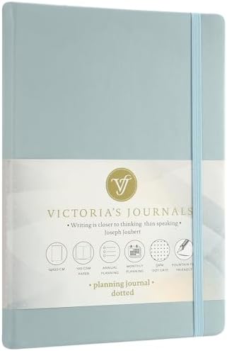 Venzi Sert Kapaklı Lastikli Tarihsiz Kalın Yapraklı Noktalı Defter 14x20 Cm Pastel Mavi - Görsel 2