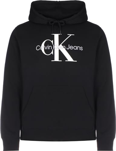 Calvin Klein Jeans Felpa Uomo Core Monologo con Cappuccio, Nero (Ck Black), L