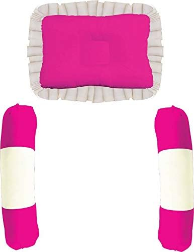 GoodLuck Baybee Baby Head Shaper Pillow for New Born Baby/Infants, Baby Sleeping Pillow for Toddlers & Two Baby Side Bolster Set (Pink)