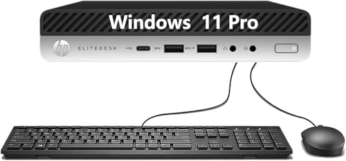 HP EliteDesk 705 G4 Mini PC Desktop Computer, AMD Ryzen 5 2400G, 8GB RAM, 256GB SSD, Keyboard & Mouse, WiFi USB, Windows 11 Pro (Renewed)