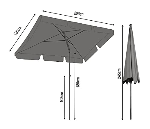 Ampelschirm (rechteckig) QUICK STAR Balkon Sonnenschirm 200x125cm