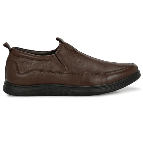Image of Blue Leather by Centrino Genuine Leather Men's Slip On| Moccasins Non-Slip|Loafer Comfy Lightweight |Round Toe Slip-On Shoes |Trendy Non Lace-Up Design | Stylish with Soft Cushioned Insole (3954)