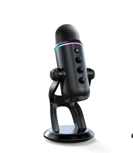 ZealSound USB マイク PCコンデンサーマイク 单一指向性 RGB Phone用マイク USBケーブル付き ワンタッチミュート YouTube Skype Discord Zoom 録音 ライブ配信 在宅勤務 Windows/Mac対応 Z5