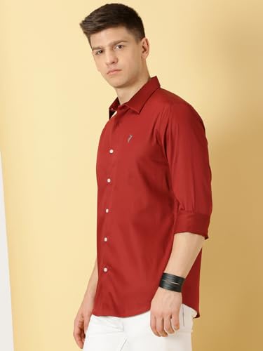 Image of Thomas Scott Men's | Solid | Full Sleeve | Slim Fit | Cotton Blend | Spread Collar | Casual Shirt