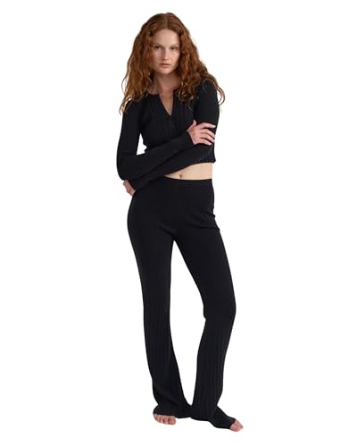Women's Soft Knit Rib High-Rise Flare Pants