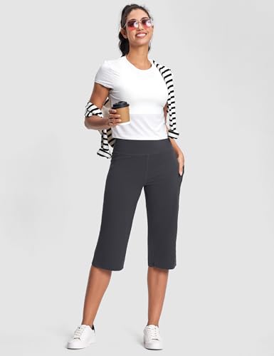 Image of ISEEGZ 15 inch / 18 inch / 21 inch / 25 inch Capri Pants for Women High Waist with Pockets Women's Capris Workout Yoga Pants Loose Straight Leg